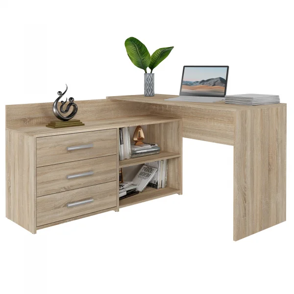 Scrivania angolare ufficio 120x120cm rovere Genius