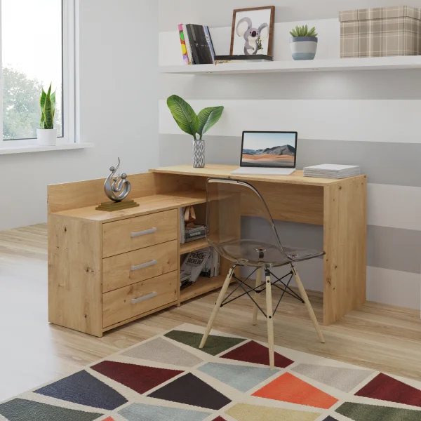 Scrivania angolare ufficio 120x120cm rovere nodoso Genius