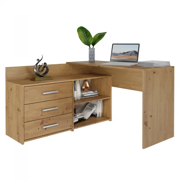 Scrivania angolare ufficio 120x120cm rovere nodoso Genius