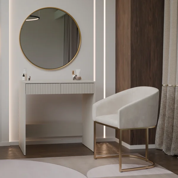 Scrivania scrittoio consolle 81x80h 2 cassetti cannettato beige cashmere Purpuri