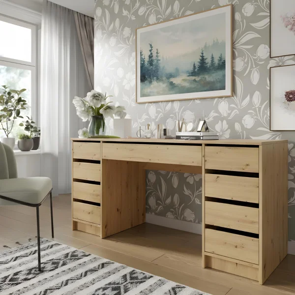 Scrivania ufficio 154x55cm 9 cassetti rovere Blackpool