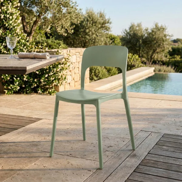Sedia da giardino esterno bar dehors impilabile polipropilene verde salvia Halyard