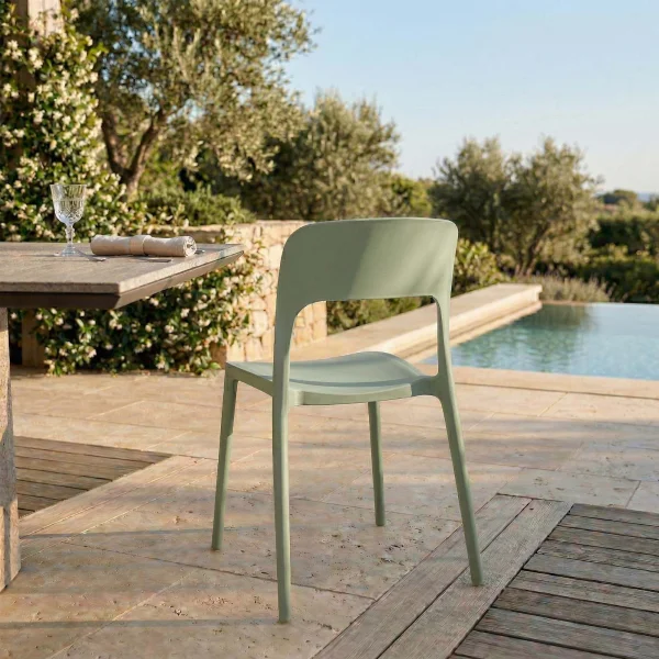 Sedia da giardino esterno bar dehors impilabile polipropilene verde salvia Halyard