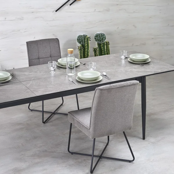 Sedia da pranzo in tessuto moderna grigio nero Anemone