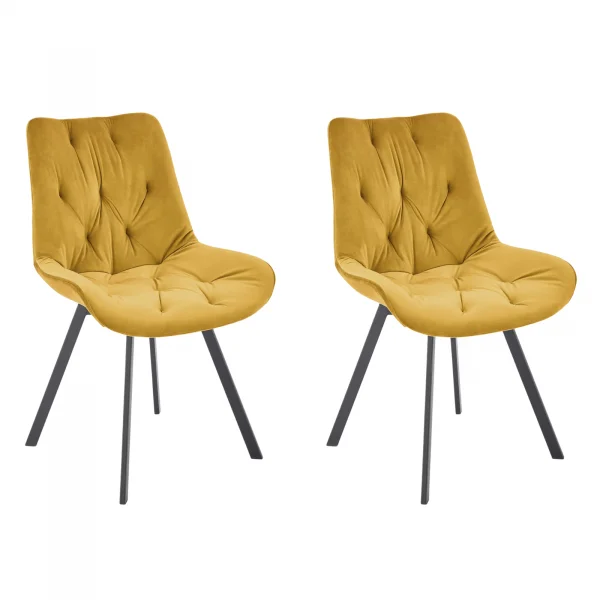 Set 2 sedie sala da pranzo in velluto con funzione girevole giallo senape Sango