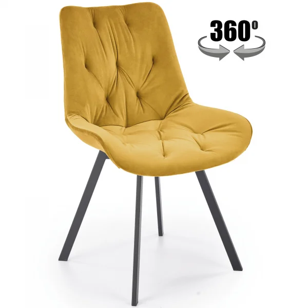 Set 2 sedie sala da pranzo in velluto con funzione girevole giallo senape Sango
