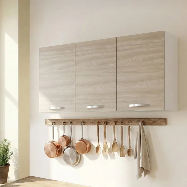 Set 3 pensili cucina 120x72hcm reversibili 3 ante rovere olmo Talise