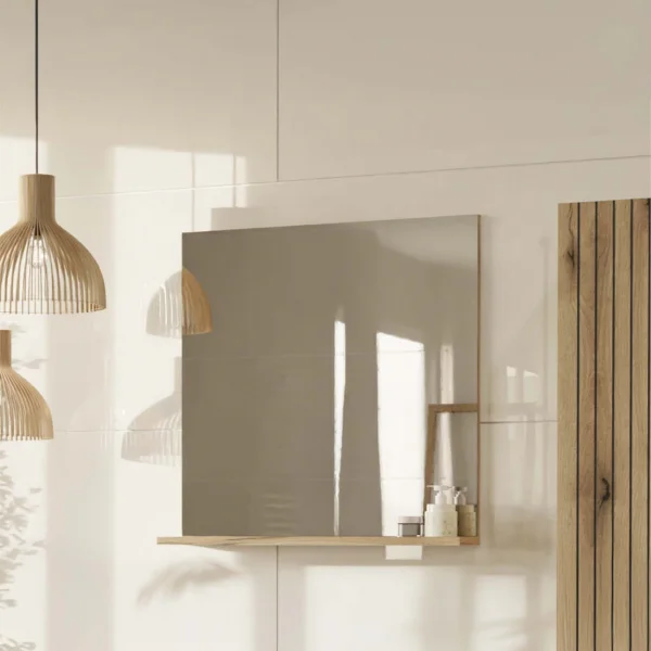 Specchio da parete 60x62h cm con mensola rovere Timeless