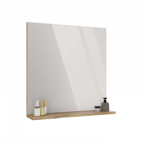 Specchio da parete 60x62h cm con mensola rovere Timeless