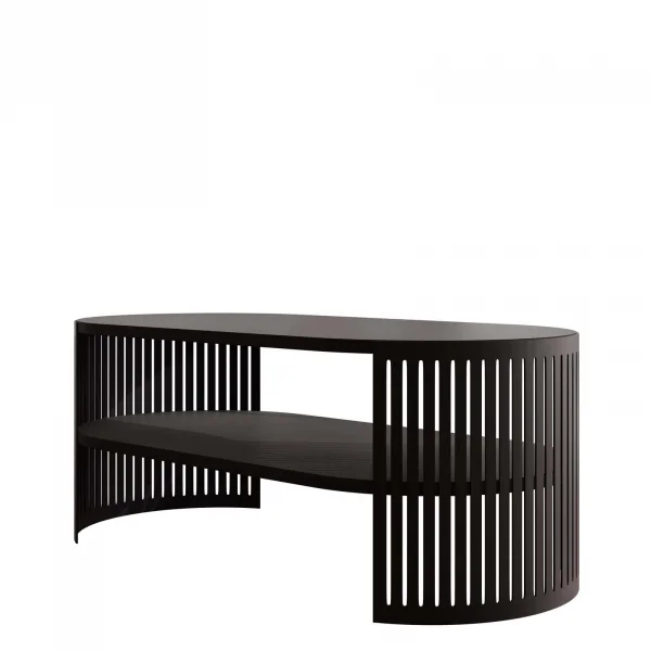 Tavolino da salotto 100x50cm ovale con ripiano nero Elisera