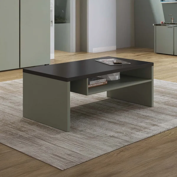 Tavolino da salotto 120x45h cm con ripiano verde nero Lolla