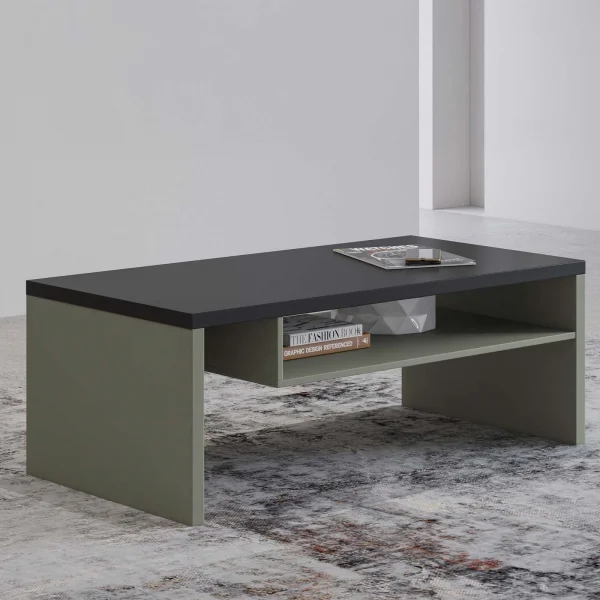 Tavolino da salotto 120x45h cm con ripiano verde nero Lolla