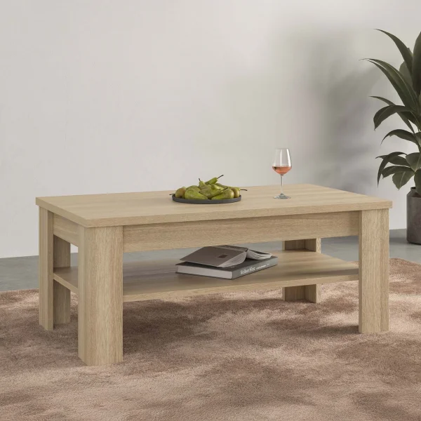 Tavolino da salotto 120x50h cm con ripiano rovere Écarté