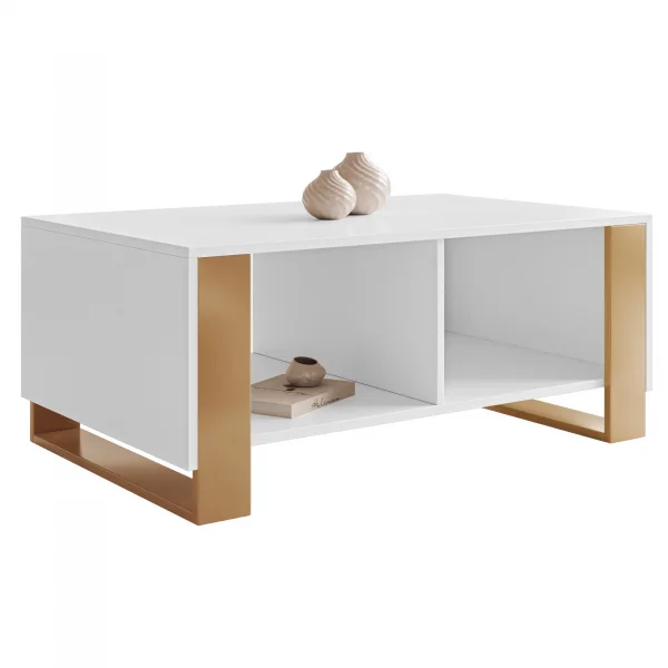 Tavolino salotto 95x60 cm bianco oro Reflex