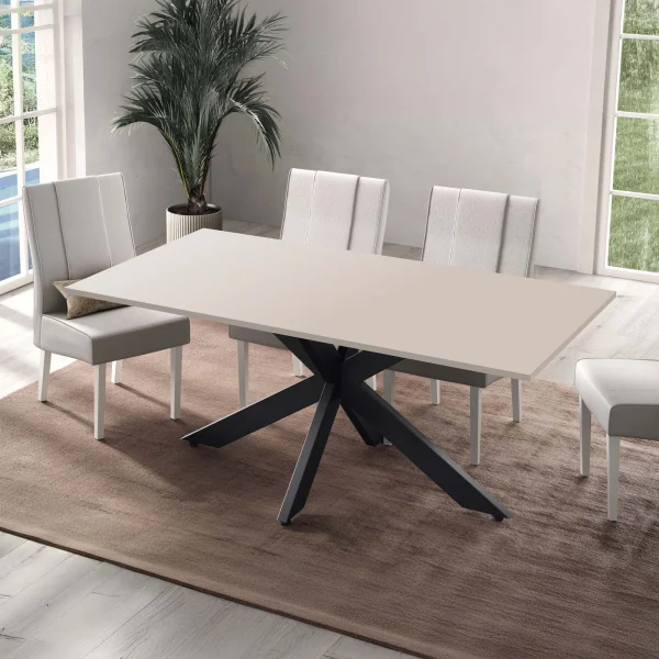 Tavolo 180x90 cm da pranzo beige cashmere nero Sonia