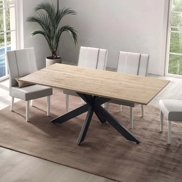 Tavolo 180x90 cm gambe in metallo rovere chiaro Istria