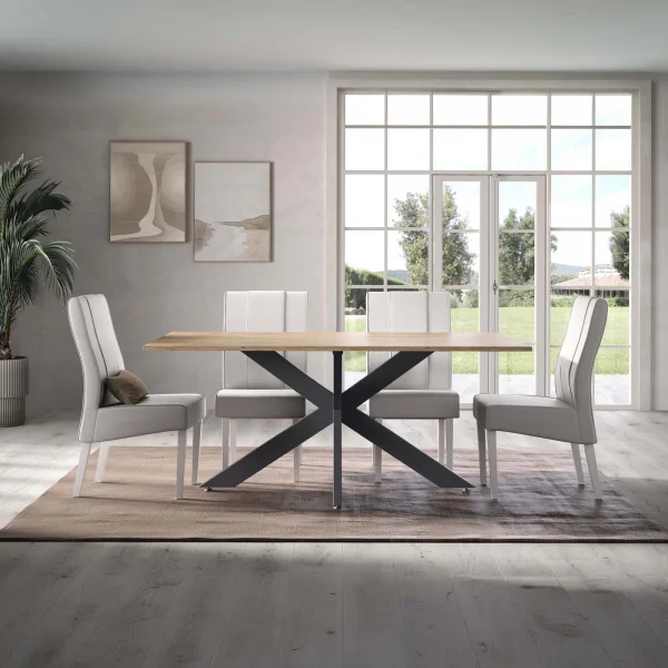 Tavolo 180x90 cm gambe in metallo rovere chiaro Istria