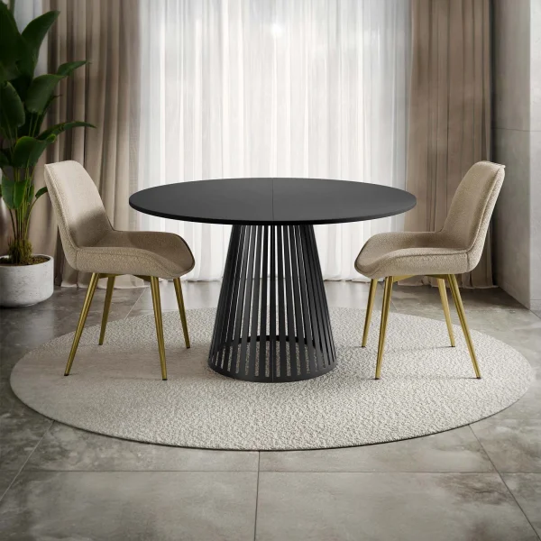 Tavolo allungabile 120/196cm rotondo nero Elisera