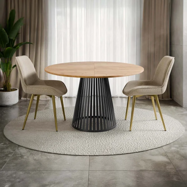Tavolo allungabile 120/196cm rotondo rovere nero Elisera
