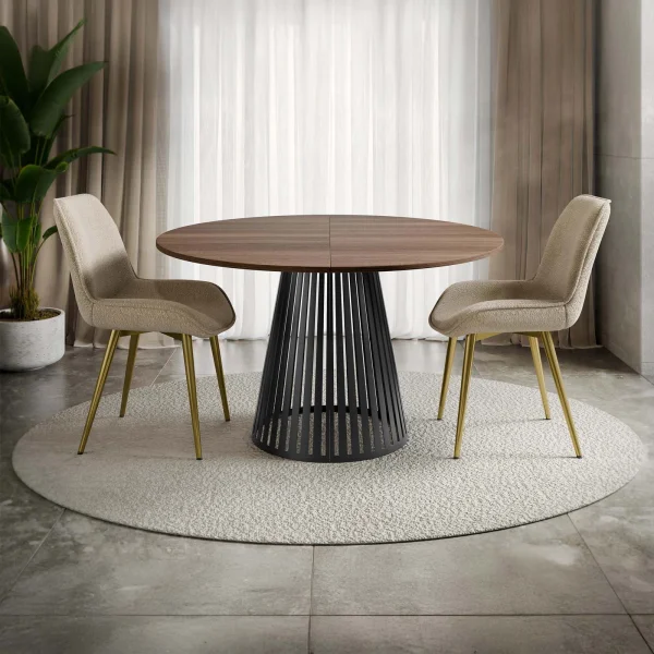 Tavolo allungabile 120/196cm rotondo rovere scuro nero Elisera