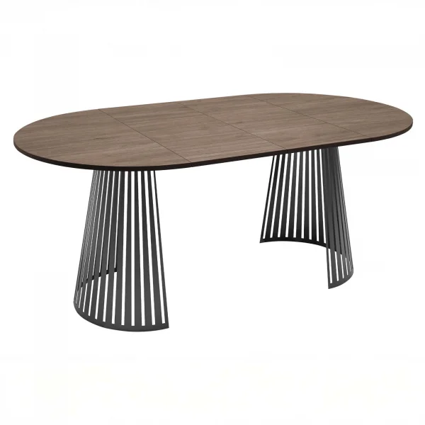 Tavolo allungabile 120/196cm rotondo rovere scuro nero Elisera