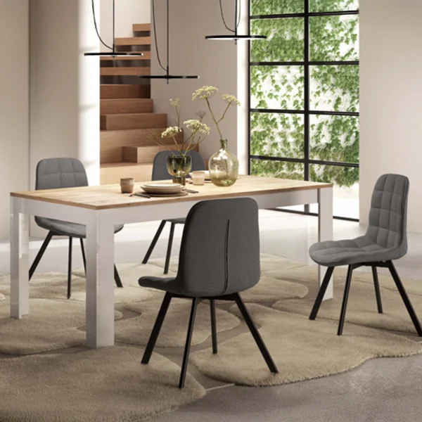 Tavolo allungabile 137/185cm bianco lucido rovere chiaro Istria