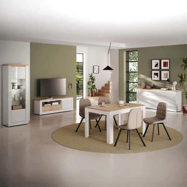 Tavolo allungabile 137/185cm bianco lucido rovere chiaro Istria