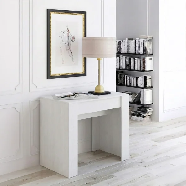 Tavolo consolle allungabile 52/238cm moderno nobilitato bianco frassinato Virginia
