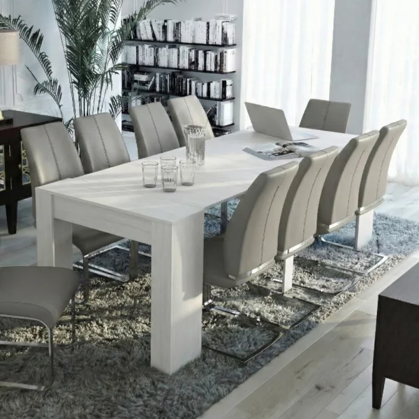Tavolo consolle allungabile 52/238cm moderno nobilitato bianco frassinato Virginia