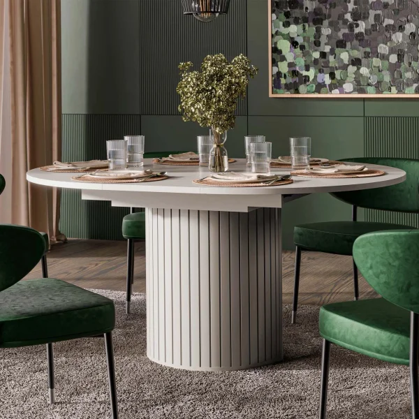 Tavolo da pranzo 120/160 cm ovale allungabile beige cashmere Selene