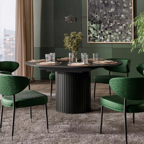 Tavolo da pranzo 120/160 cm ovale allungabile nero opaco Selene