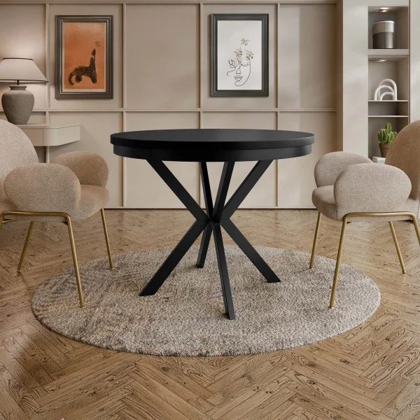 Tavolo da pranzo allungabile 90/166 cm rotondo nero Vortex
