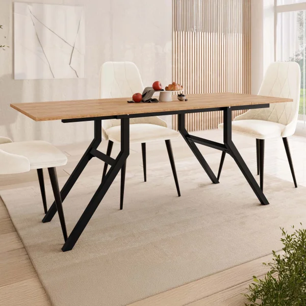 Tavolo da pranzo e da salotto 2 in 1 trasformabile 100/180x70cm rovere nero Xenon