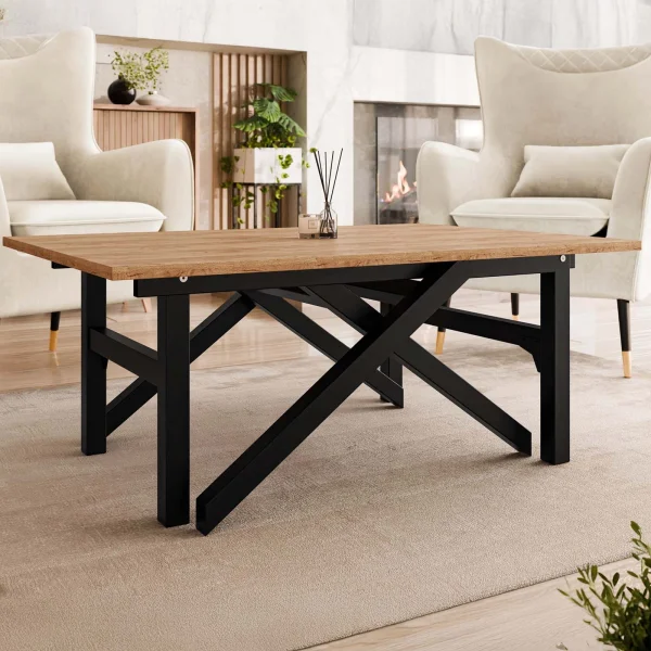Tavolo da pranzo e da salotto 2 in 1 trasformabile 100/180x70cm rovere nero Xenon
