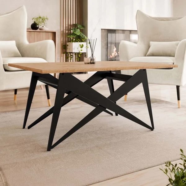 Tavolo da pranzo e da salotto 2 in 1 trasformabile 90/170x70cm rovere nero Nexus