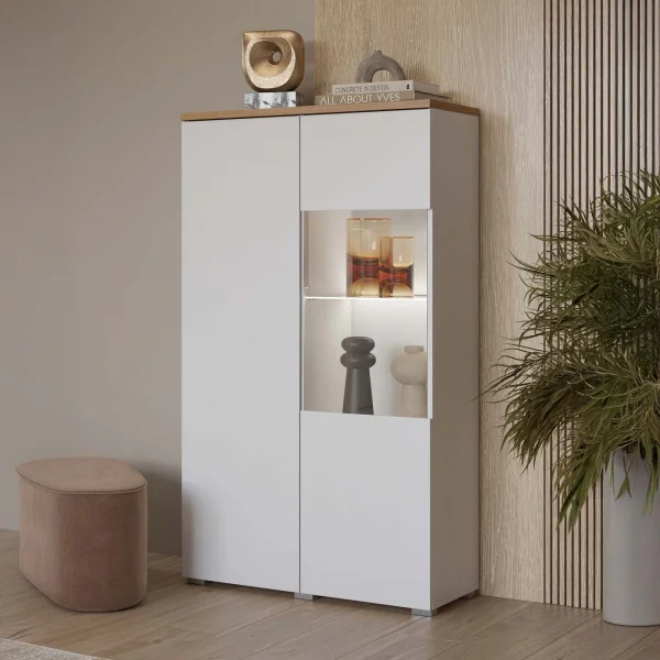 Vetrina 80x140h cm 2 ante bianco rovere Ischia