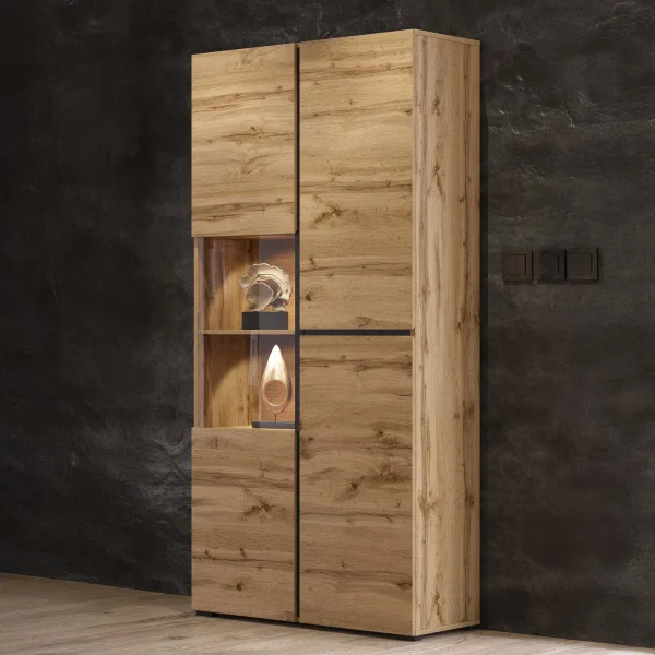 Vetrina 80x184h cm 4 ante rovere Lolla