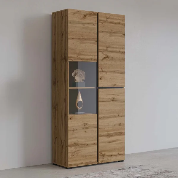 Vetrina 80x184h cm 4 ante rovere Lolla