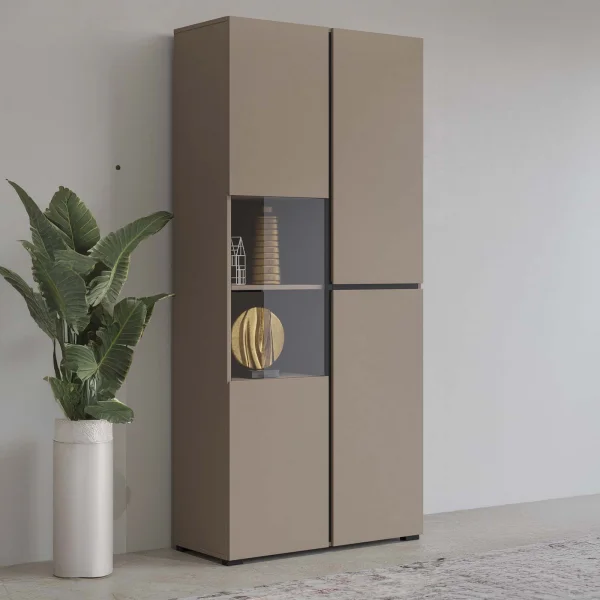 Vetrina 80x184h cm 4 ante tortora Lolla