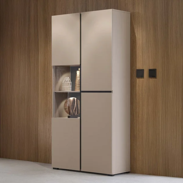 Vetrina 80x184h cm 4 ante tortora Lolla