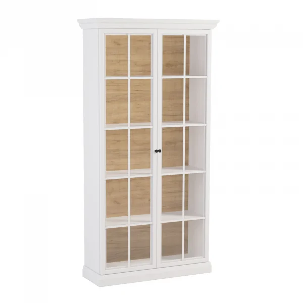 Vetrina moderna 103x200h cm 2 ante con vetro shabby bianco Purro
