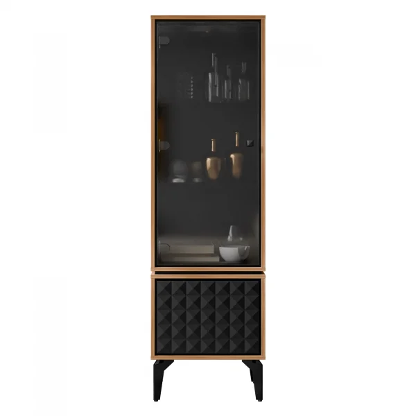 Vetrina moderna 54x182h cm 2 ante serigrafato rovere nero Duplo