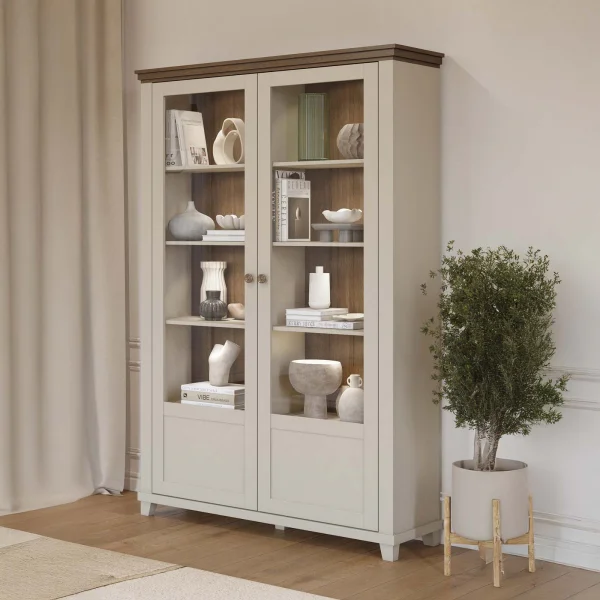 Vetrina soggiorno 126x200h cm 2 ante beige Texel