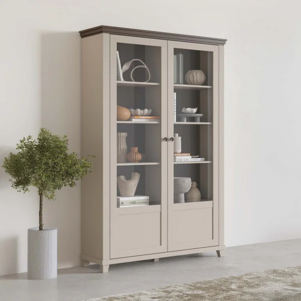 Vetrina soggiorno 126x200h cm 2 ante beige Texel