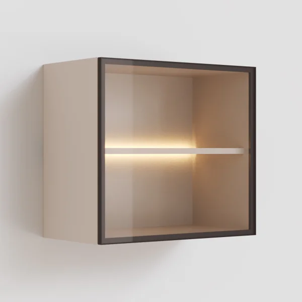 Vetrina sospesa 55x50h cm 1 anta vetro bronzato beige cashmere Sunset