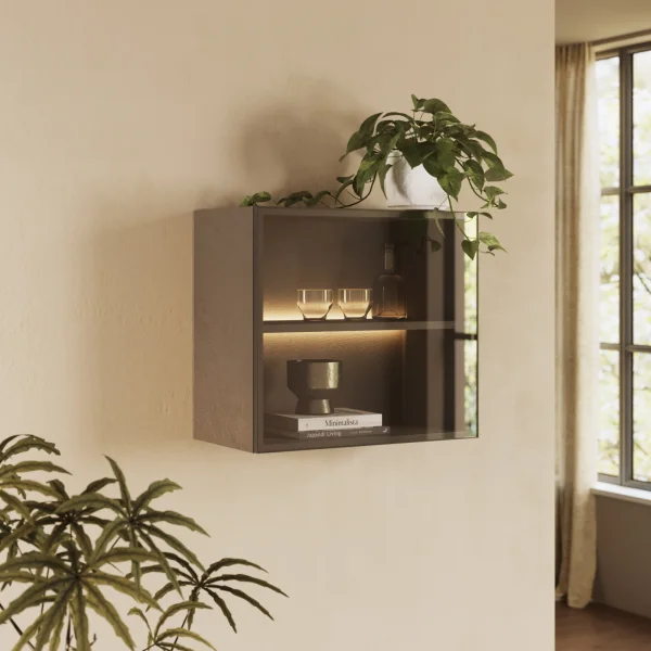 Vetrina sospesa 55x50h cm 1 anta vetro bronzato marrone bronzo Sunset