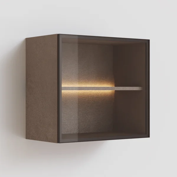 Vetrina sospesa 55x50h cm 1 anta vetro bronzato marrone bronzo Sunset
