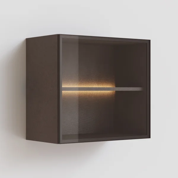 Vetrina sospesa 55x50h cm 1 anta vetro bronzato ossido nero Sunset