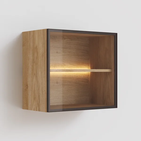Vetrina sospesa 55x50h cm 1 anta vetro bronzato rovere chiaro Sunset