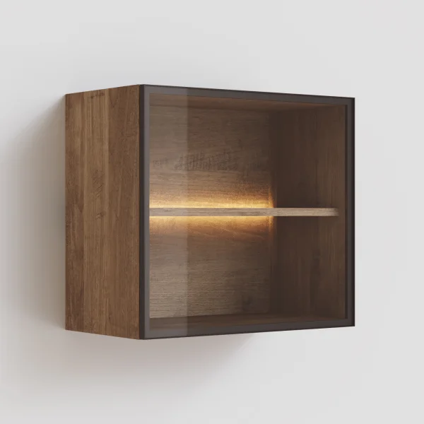 Vetrina sospesa 55x50h cm 1 anta vetro bronzato rovere scuro Sunset